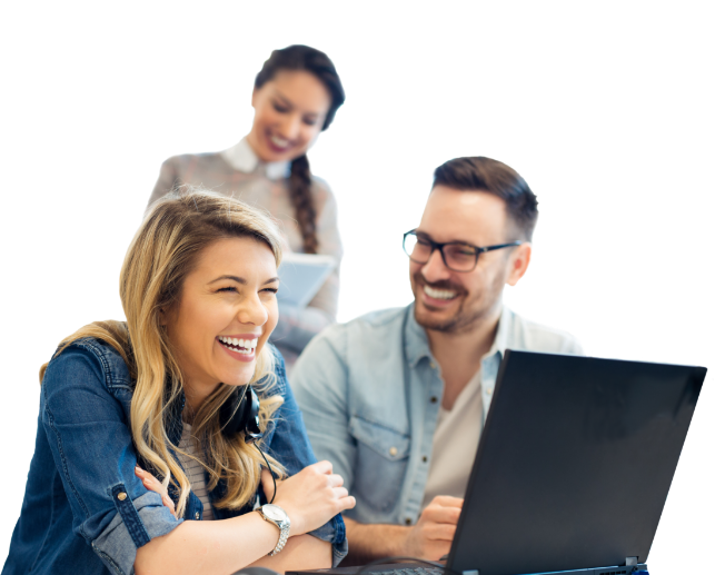 smiling staff with laptop
