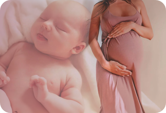 pregnant woman holding tummy