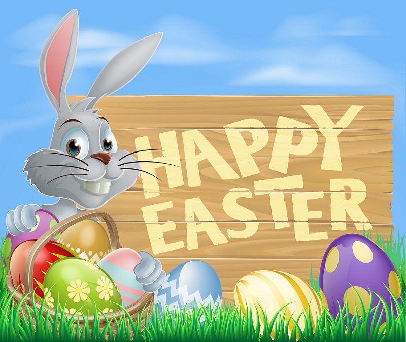 White Happy Easter Eggs Bunny